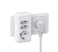 TESSAN Multiprise Murale 3 Prises (4000 W, Interrupteur) - Triplette Électrique Compacte Blanc, Adaptée aux Appareils Ménagers pour Cuisine/Chambre/Bureau