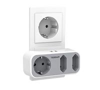 TESSAN Multiprise Murale 3 Sortie AC avec 2 Ports USB, 5 en 1 Adaptateur Prise Multiple, 3600W Compatible pour Phone, Tablette