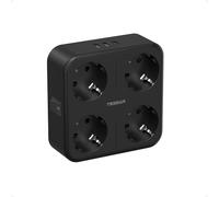 TESSAN Multiprise Murale 4 Prises, Prise Multiple avec 1 USB C et 2 USB A, Adaptateur Secteur avec Interrupteur pour Domicile, Bureau, Compatible avec Phone, Pad, Noire