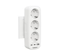 TESSAN Multiprise Murale 6 en 1 avec 2 Prises USB C, Multiprise 3 USB et Verticale 3 AC, 3600W Prise Electrique Convient pour la Maison, Bureau, Dortoir, Compatible avec Phone, Portable, Blanche