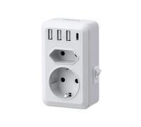 TESSAN Multiprise Murale, 6 en 1 Multiprise avec Interrupteur, Prise Electrique avec 2 Sortie AC et 4 Ports USB, 4000W Prise USB Murale, pour Cuisine, Chambre, Bureau, Blanc