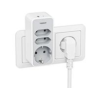 TESSAN Multiprise Murale avec 3 Sortie AC et 2 USB, 5 en 1 Prise Multiple USB C Compatible avec Phone, Pad, Adaptateur Secteur pour Maison, Bureau, Gris