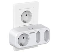 TESSAN 5 en 1 Multiprise Murale, 3 Prise Multiple Murale Secteur avec 2 Ports USB, 3600 W Electrical Triplet Compatible avec Téléphones et Appareils électroménagers, Blanc