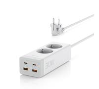 TESSAN Multiprise Plate avec GaN 30W USB C, Prise Electrique avec 2 Prises und 4 USB, Multiprise Parafoudre, Prise Multiple avec Rallonge Electrique 2M, Convient aux Bureaux, Studios Maisons, Blanc