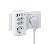 TESSAN Multiprise USB 15 W, Prise USB C Secteur Multiple, Prise Electrique Murale 4000 W, Triplette Electrique pour Cuisine, Chambre, Bureau, Blanc