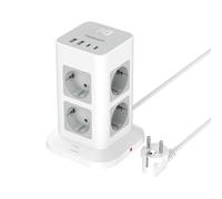 TESSAN Parafoudre Tour Multiprise avec Interrupteur, Rallonge Electrique 2m