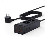 TESSAN PD 30W Multiprise avec USB C Charge Rapide, Rallonge Electrique 5M, GaN Prise Multiple avec 2 Prises et 4 USB, Multiprise Parafoudre pour Bureau, 3600W, Noir
