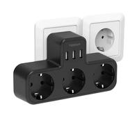 Tessan Prise 3 Voies Avec Protection Contre Les Surtensions Usb Adaptateur De Prise 6 En 1 Avec 3 Ports Usb 5 V/2,4 A Pour Smartphone,Ordinateur Portable,Caméra De Voyage - Type Black 3usba-Eu Plug