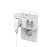 TESSAN Prise Multiple USB, Multiprise Murale avec USB C 15W Charge Rapide, 6 en 1 Bloc Multiprise avec 3 Sortie AC, Compatible pour Phone et Électroménager
