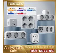 TESSAN prise ue multiprise avec prises secteur et Ports de chargement USB adaptateur de prise murale Multiple pour le bureau à domicile enchufe múltiple TS-323-BK