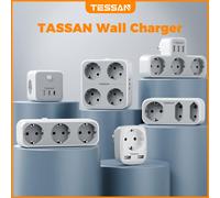TESSAN prise ue multiprise avec prises secteur et Ports de chargement USB adaptateur de prise murale Multiple pour le bureau à domicile enchufe múltiple TS-331-GR
