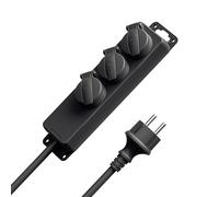 TESSAN Prises Exterieur Étanche avec Couvercles Rabattables, Indice de Protection IP44, Rallonge Exterieur 5M, Multiprise Étanche Murale à Montage Mural, Prise Multiple 3600W, Noire