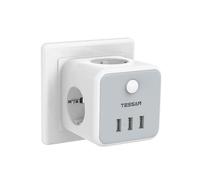 Tessan-Prolongateur De Prise Murale Usb Avec 3 Prises Ac+3 Ports Usb,Adaptateur Cube 5V,Graphite A,Prise 6 En 1,Joli Marche/Arrêt Pour La Maison.Ts-301-De-Gr.European Plug