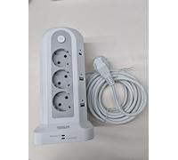 TESSAN Tour Multiprise avec Interrupteur Individuel, Rallonge Electrique 5m, Prise Multiple avec 6 USB (2 USB C) et 12 Prises, Multiprise Parafoudre et Surtension pour Büro Maison, 2500W, Gris