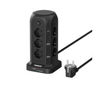 TESSAN Tour Multiprise avec Interrupteur, Rallonge Electrique 2M, Noir