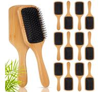 Tessco for you Lot de 12 brosses à cheveux en bambou pour femme - Brosse de massage du cuir chevelu - Antistatiques - Gravure à faire soi-même - Cadeau pour la fête des mères et un mariage (poils