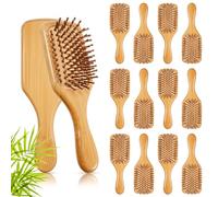 Tessco for you Lot de 12 brosses à cheveux en bambou pour femme - Brosse de massage du cuir chevelu - Antistatiques - Gravure à faire soi-même - Cadeau pour la fête des mères et un mariage (naturel
