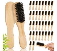 Tessco for You Lot de 36 brosses à poils de sanglier avec manche en bois naturel pour poils épais, barbe, contrôle des frisottis, toilettage des animaux domestiques, lissage des poils rebondissants