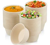 Tessco Lot de 150 bols jetables en papier de 1180 ml - Grands bols à soupe en bagasse - Bols à soupe en bagasse - Pour un usage quotidien - Pour salade, soupe chaude et pâtes