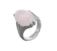 Tesselite Anneaux en Pierre - Bague en Pierre Naturelle Perles Ovales Quartz Rose Améthyste Cristal Bague réglable Bijoux Blancs Hommes Femmes, Quartz Rose, S, Taille Unique
