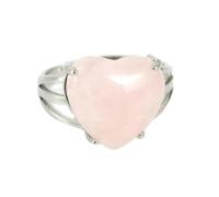 Tesselite Bague en Pierre - Bague en Cristal d'amour Pierre Naturelle réglable Améthyste Rose Quartz Rose Pendentif en Forme de Coeur Bague de Mode Bague de Couple,Quartz Rose,Taille Unique