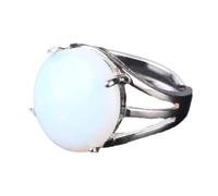 Tesselite Bague en Pierre - Bague en Cristal pour Femme Bague en Pierre Naturelle Bague en Perles Aventurine Verte Améthyste Quartz Blanc Bijoux de fête, Opale, Taille Unique