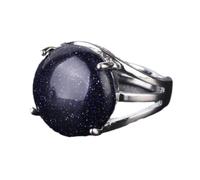 Tesselite Bague en Pierre - Bague en Cristal pour Femme Bague en Pierre Naturelle Bague en Perles Aventurine Verte Améthyste Quartz Bijoux de fête Blanc, Sable Bleu, Taille Unique