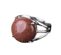 Tesselite Bague en Pierre - Bague en Cristal pour Femme Bague en Pierre Naturelle Bague en Perles Aventurine Verte Améthyste Quartz Bijoux de fête Blanc, Sable Brun, Taille Unique