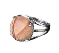 Tesselite Bague en Pierre - Bague en Cristal pour Femme Bague en Pierre Naturelle Bague en Perles Aventurine Verte Améthyste Quartz Blanc Bijoux de fête, Picture Jasper, Taille Unique
