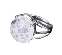 Tesselite Bague en Pierre - Bague en Cristal pour Femme Bague en Pierre Naturelle Bague en Perles Aventurine Verte Améthyste Quartz Bijoux de fête Blanc,Cristal Blanc,Taille Unique