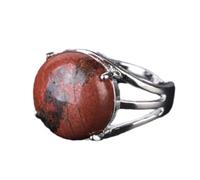 Tesselite Bague en Pierre - Bague en Cristal pour Femme Bague en Pierre Naturelle Bague en Perles Aventurine Verte Améthyste Quartz Bijoux de fête Blanc,Jaspe Rouge,Taille Unique