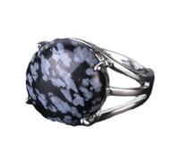 Tesselite Bague en Pierre - Bague en Cristal pour Femme Bague en Pierre Naturelle Bague en Perles Aventurine Verte Améthyste Quartz Blanc Bijoux de fête, Pierre de Flocon de Neige, Taille Unique