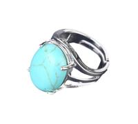Bague en Pierre - Bague Femme Pierre Naturelle Quartz Rose Cristal Violet Anneaux d'ouverture Opale Ovale Perle Taille réglable Bijoux de Mode de fête, Turquoise, Taille Unique