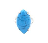 Tesselite Bague en Pierre - Pierre Naturelle Cristal Marquise Ouverture Bague réglable Cadeau de Vacances créatif Fait à la Main pour Hommes et Femmes Couple à la Mode,Bleu Turquoise,Taille Unique