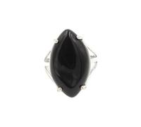Tesselite Bague en Pierre - Pierre Naturelle Cristal Marquise Ouverture réglable, Cadeau de Vacances créatif Fait à la Main pour Hommes et Femmes, Couple à la Mode, Onyx Noir, Taille Unique