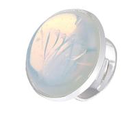 Tesselite Bague Ronde en Pierre de Cristal Naturel créative Simple Ornements à la Main Bague Ouverte en Opale de Cristal Rose réglable Bijoux d'été Unisexe Opale Taille Unique