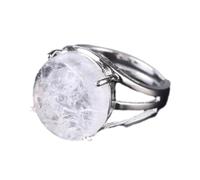 Tesselite Bagues en Pierre - Bagues en Cristal pour Femmes Bagues en Pierre Naturelle Bagues en Perles Améthyste Quartz Violet Bijoux de fête Blanc, Cristal Blanc, Taille Unique