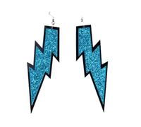 Tesselite Boucles d'oreilles en Acrylique - Boucles d'oreilles Graphiques éclair exagérées Longues Mode Design personnalisé Boucles d'oreilles en Acrylique épissé pour Femme, Bleu lac, Taille Unique