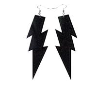 Tesselite Boucles d'oreilles en Acrylique - Boucles d'oreilles Graphiques éclair exagérées Longues Mode Design personnalisé Boucles d'oreilles en Acrylique épissé pour Femme,Noir,Taille Unique