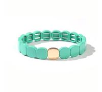Tesselite Bracelet élastique bohème coloré Brillant à Une Seule Couche de Couleur Bonbon, Unisexe, à Porter au Quotidien, Bijoux pour Les Mains au Printemps - 1 pièce, Vert Brume, Taille Unique
