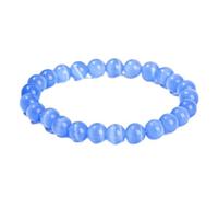 Tesselite Bracelet en Pierre - Pierre Naturelle Orange Oeil de Chat Bracelet en Pierre Filles été élégant Mode Tout-Match Bracelet de Perles Rondes à Cercle Unique,Bleu Clair,10mm