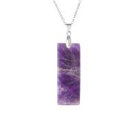 Tesselite Collier en Pierre - Collier avec Pendentifs rectangulaires en Pierre Naturelle pour Homme Pilier Cristal Fluorite Améthyste Collier Oeil de Tigre, chaîne d'améthyste, Taille Unique