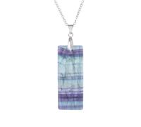 Tesselite Collier en Pierre - Collier avec Pendentifs rectangulaires en Pierre Naturelle pour Homme Pilier Cristal Fluorite Améthyste Collier Oeil de Tigre, chaîne en Fluorite, Taille Unique