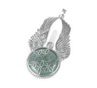 Tesselite Collier en Pierre - Collier en Pierre Naturelle d'aventurine Verte Collier d'ailes d'ange Pendentif Fleur de Vie Bijoux d'ange en Cristal enveloppé, Aventurine, Taille Unique
