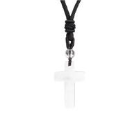 Tesselite Collier en Pierre - Collier Pendentif Croix en Pierre Naturelle pour Homme Colliers d'améthystes Oeil de Tigre pour Femmes Cadeau Bijoux Classiques à la Mode, Cristal Blanc, Taille Unique