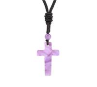 Tesselite Collier en Pierre - Collier Pendentif Croix en Pierre Naturelle pour Homme Colliers d'améthystes Oeil de Tigre pour Femmes Cadeau Bijoux Classiques à la Mode, améthyste, Taille Unique