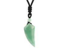 Tesselite Collier en Pierre - Collier Pendentif Dent de Loup en Pierre Naturelle Améthyste Oeil de Tigre Pendentifs en Cristal Bijoux d'halloween pour Homme Femme,Aventurine Verte,Taille Unique