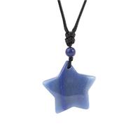 Tesselite Collier en Pierre-Étoile Collier en Cristal Pendentif en Pierre Naturelle Oeil de Tigre Améthystes Quartz Rose Obsidienne Colliers pour Hommes Femmes, Bleu, Aventurine, Taille Unique