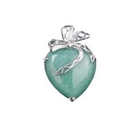 Tesselite Collier en Pierre Naturelle Oeil de Tigre Améthyste Pendentif Multicolore Couple Coeur Romantique Bijoux Bohème Bowknot Femmes été Tout-Match Collier, Aventurine Verte, Taille Unique