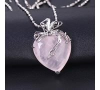 Tesselite Collier en Pierre Naturelle Pendentif en Cristal de Quartz Rose Amoureux Multicolore Coeur Romantique Boho Bijoux Collier de Noeud Papillon, comme indiqué, Taille Unique